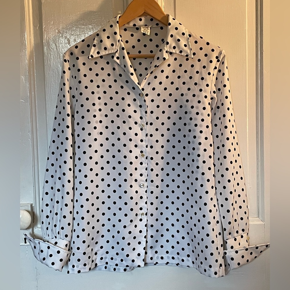 Vintage ILGWU polka dot blouse, 12